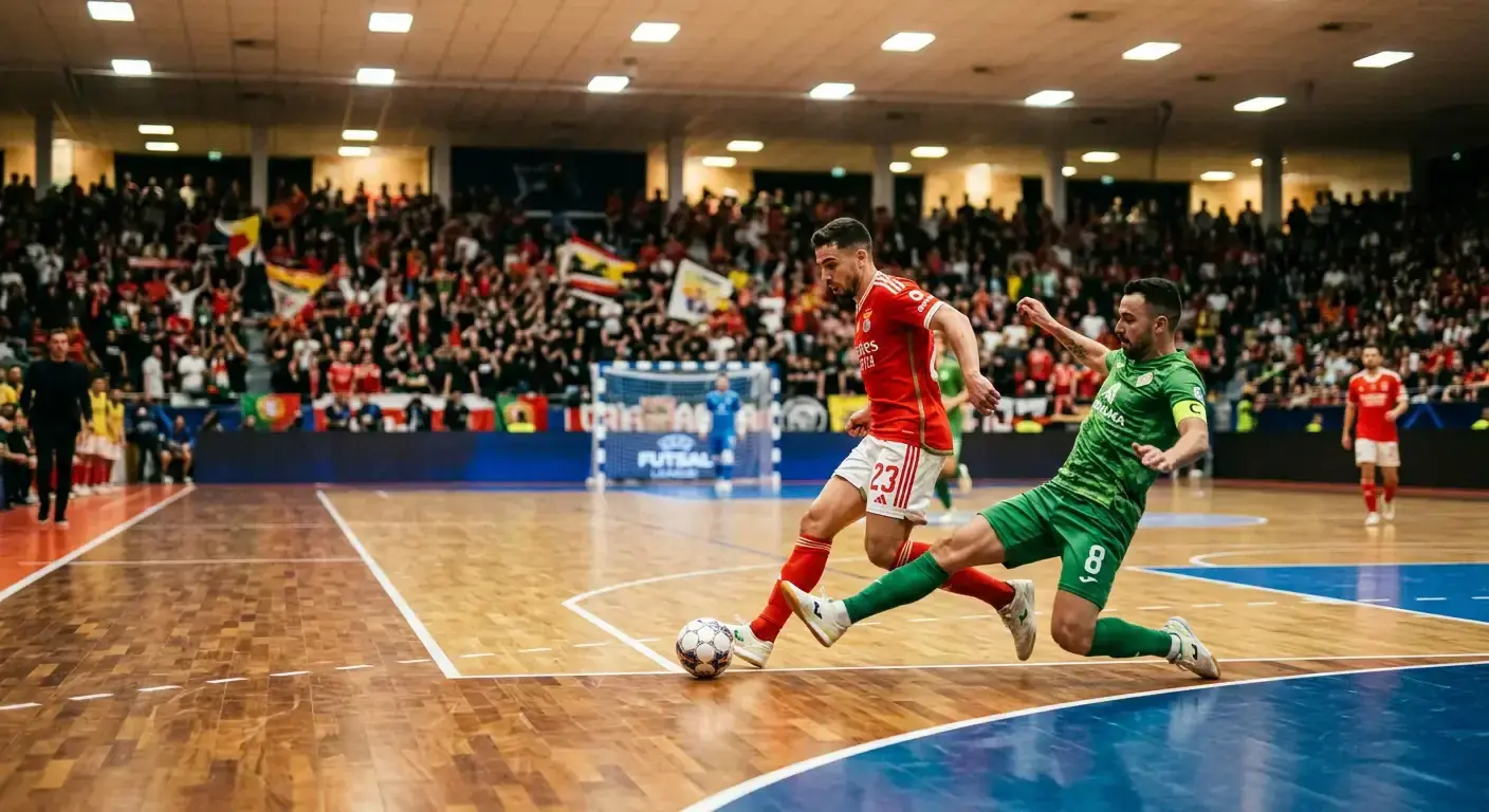 Azione decisiva durante una finale di UEFA Futsal Champions League