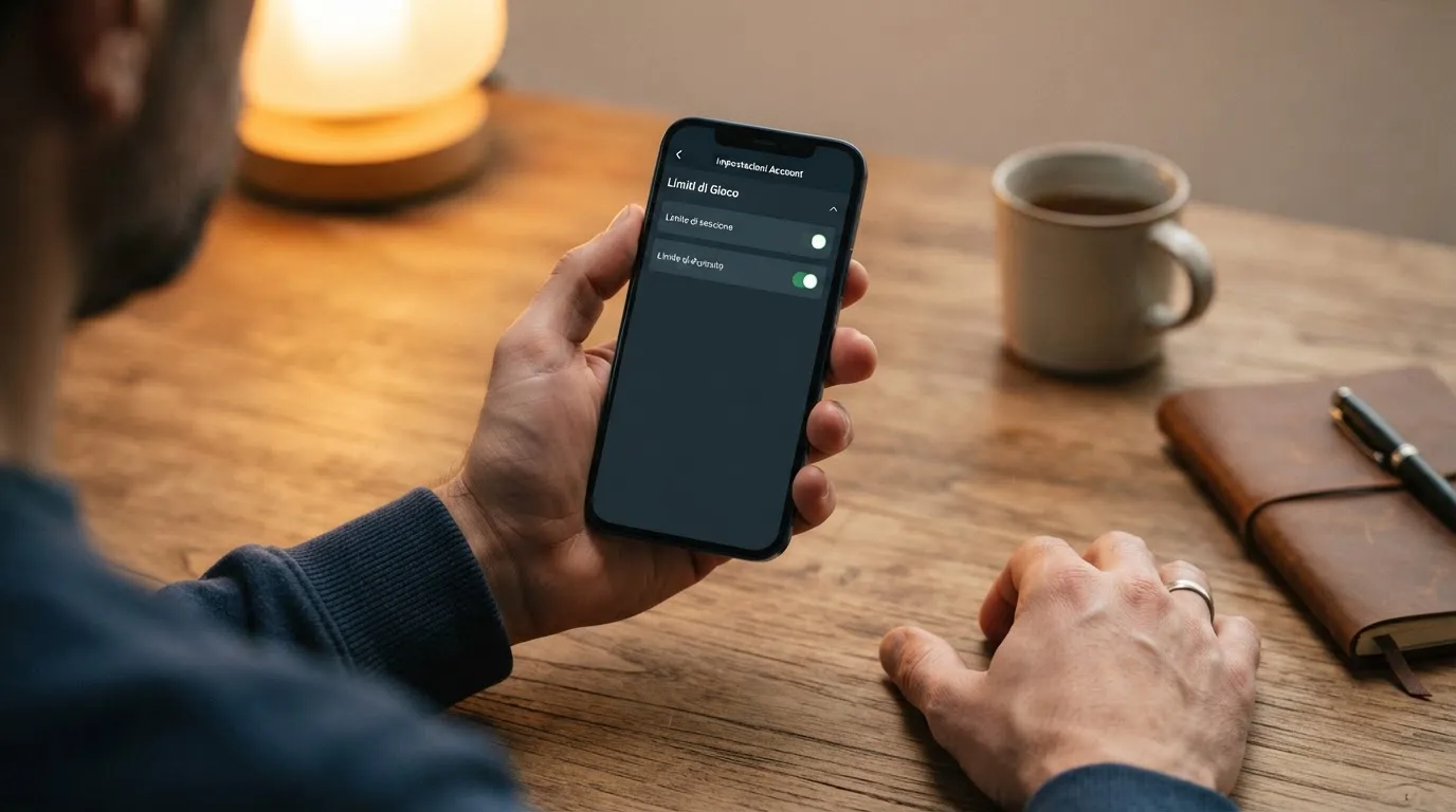 Persona che imposta limiti personali sull'app del concessionario per il gioco responsabile