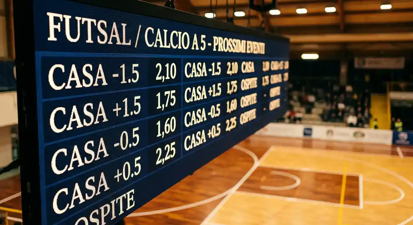 Tabellone con quote handicap su una partita di calcio a 5