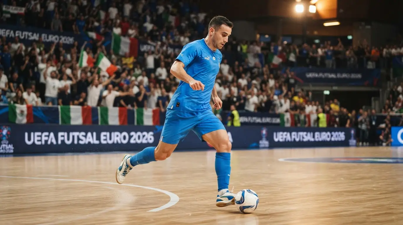 Nazionale azzurra Italfutsal in azione a UEFA Futsal Euro 2026