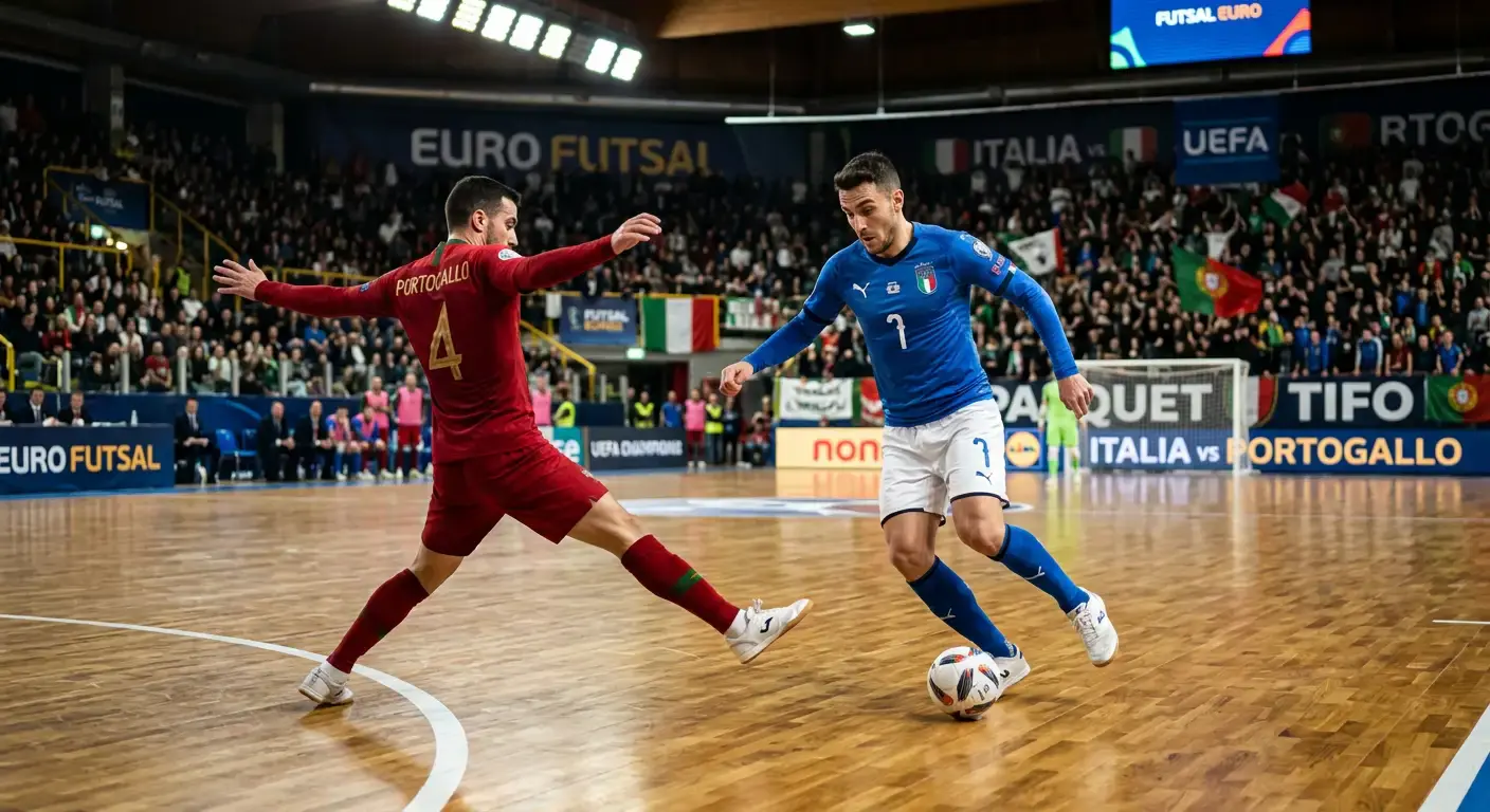Italfutsal in azione contro il Portogallo durante Futsal Euro 2026
