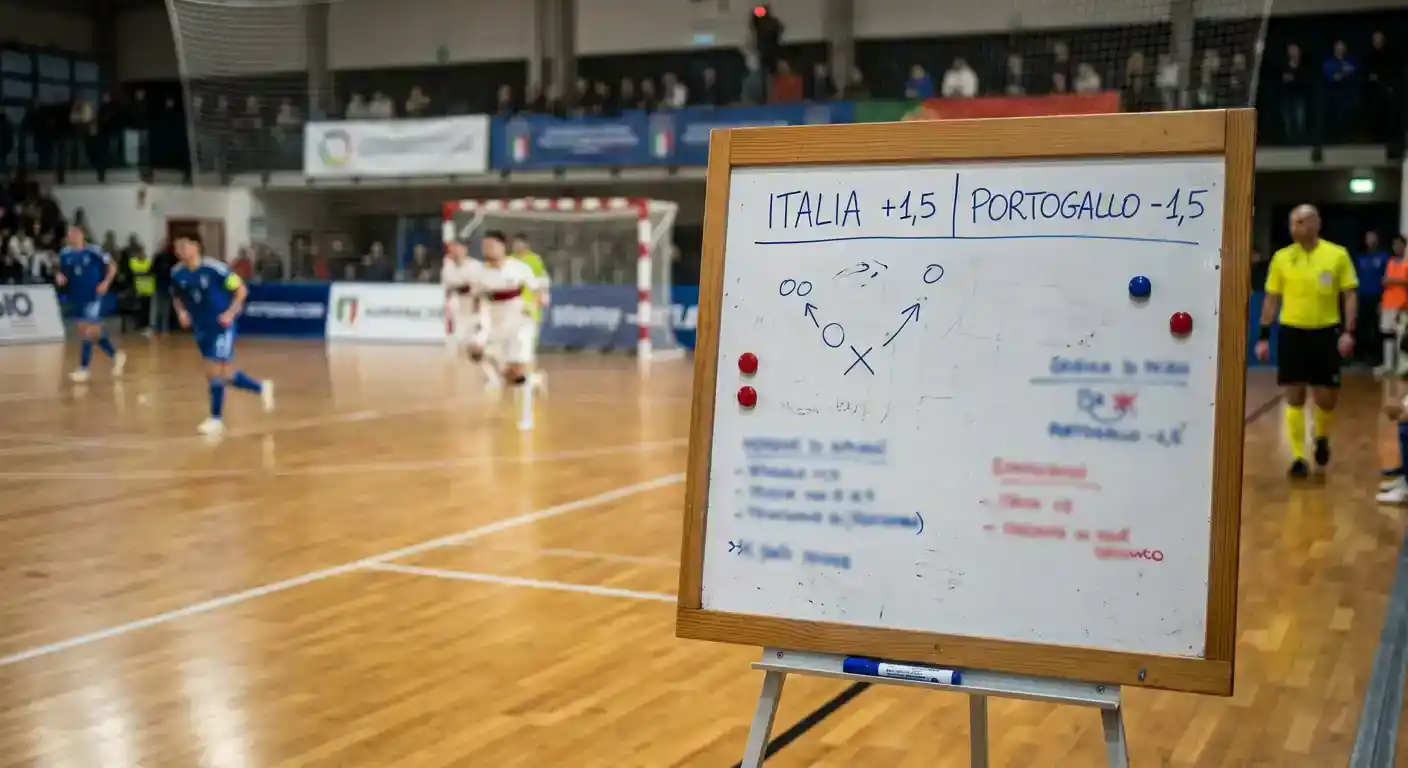 Linea handicap visualizzata durante una partita di calcio a 5