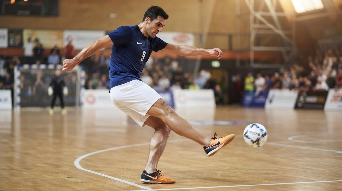 Pivot di futsal in azione di finalizzazione utile per il mercato marcatori