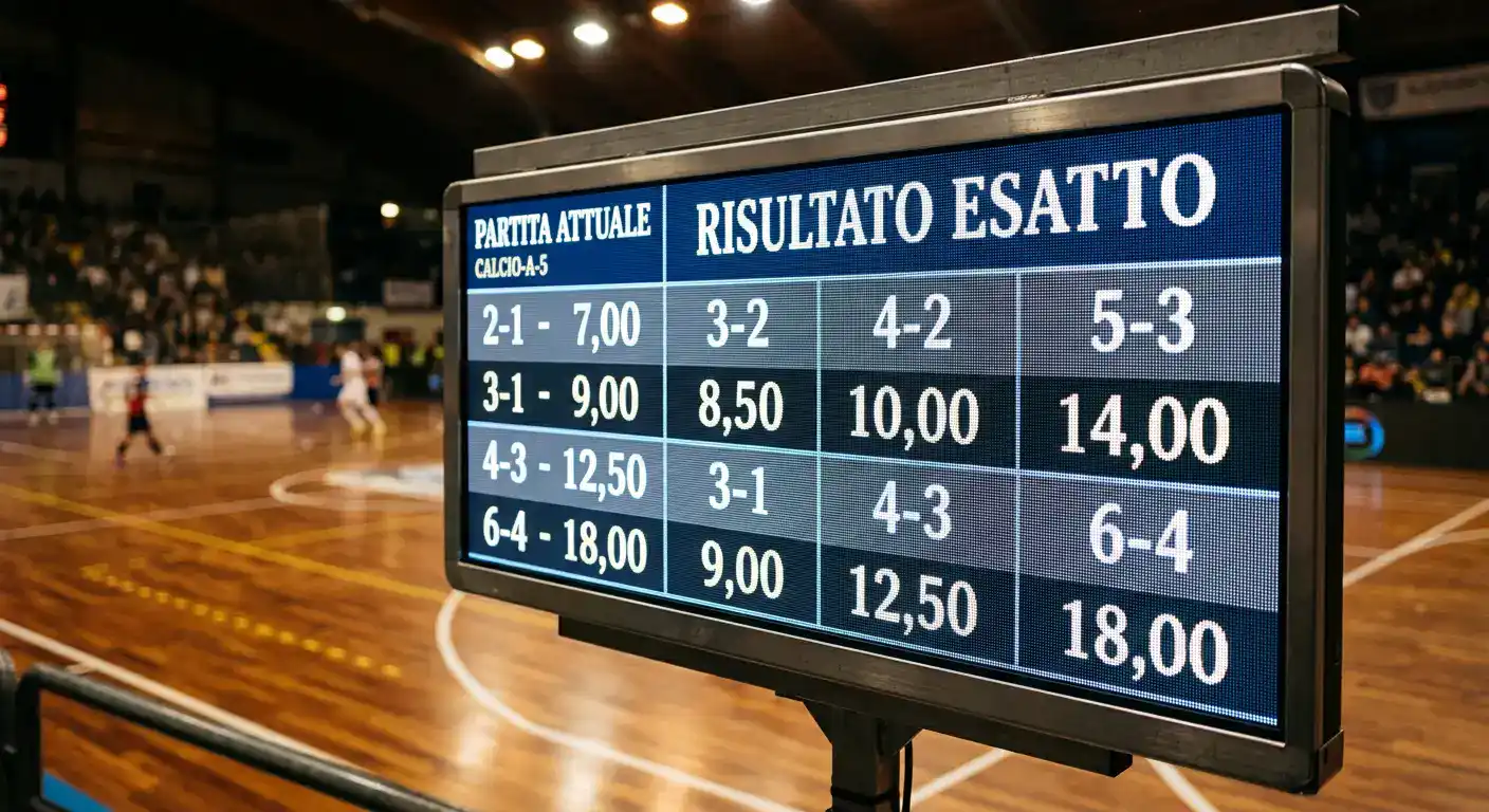 Tabellone con quote sul mercato risultato esatto di calcio a 5