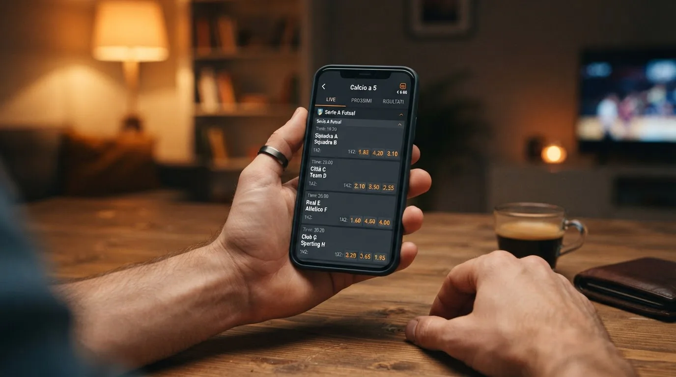 Scommesse sul calcio a 5 da app mobile su un sito regolare italiano