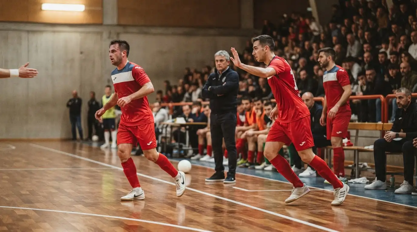 Sostituzione volante in zona tecnica con rotazione del quintetto di futsal